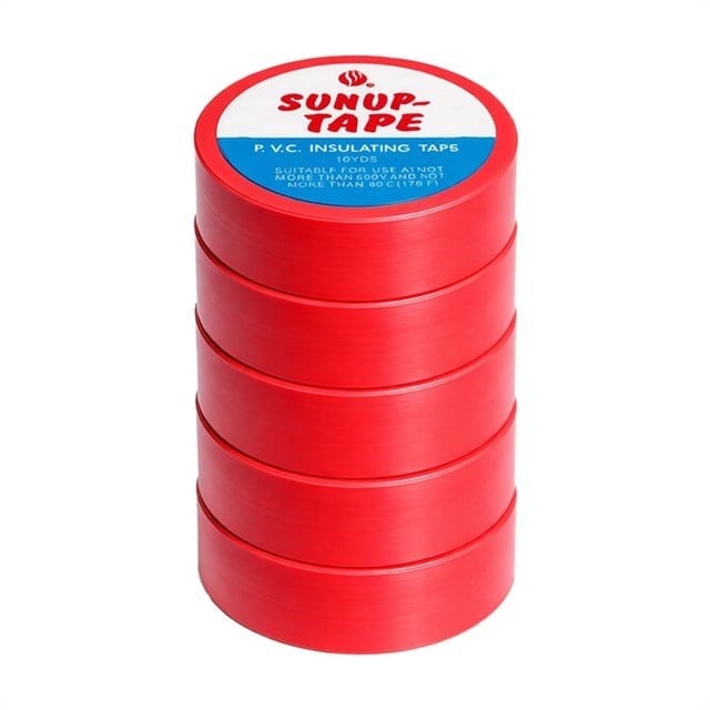 Sunup SN-27920 Kırmızı 0.13x18mm İzole PVC Elektrik Yalıtım Bant (5li Paket)