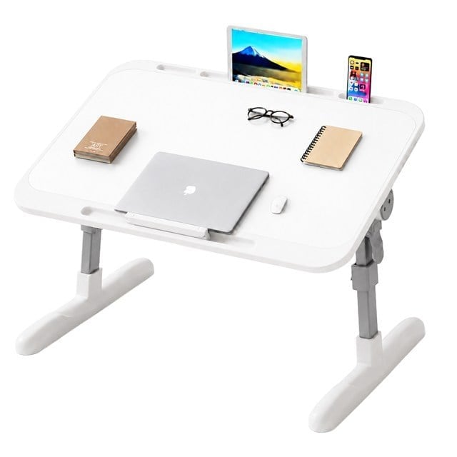 Sunup SN-29697 Çok Fonksiyonlu Katlanabilir Yatak Koltuk Laptop Masası Yükseklik ve Açı Ayarlı Beyaz 60x40cm