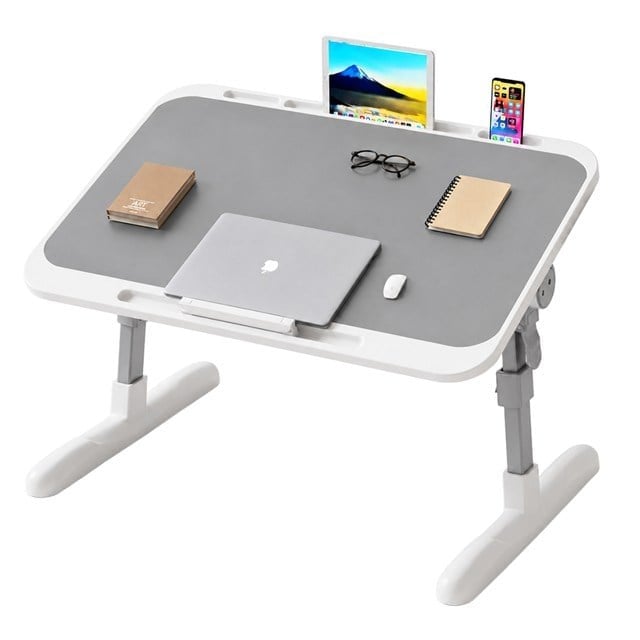 Sunup SN-29698 Çok Fonksiyonlu Katlanabilir Yatak Koltuk Laptop Masası Yükseklik ve Açı Ayarlı Gri 60x40cm