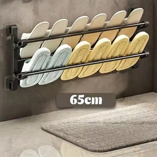 Sunup SN-30748 Siyah Duvara Monte 65 Cm Çok Amaçlı Pratik Terlik Ayakkabı Ve Havlu Düzenleyici