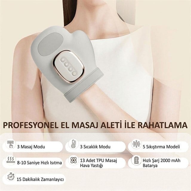 Sunup SN-30763 Isı Kompresyonlu Akıllı El Masaj Cihazı