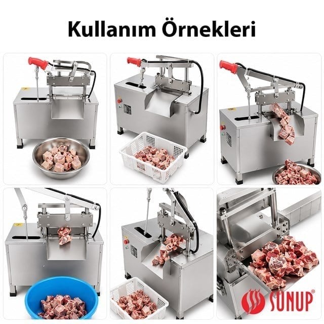 Sunup SN-30982 Otomatik Kemik ve Et Kesme Makinesi Gıda Sınıfı Paslanmaz Çelik Endüstriyel Giyotin Dilimleyici