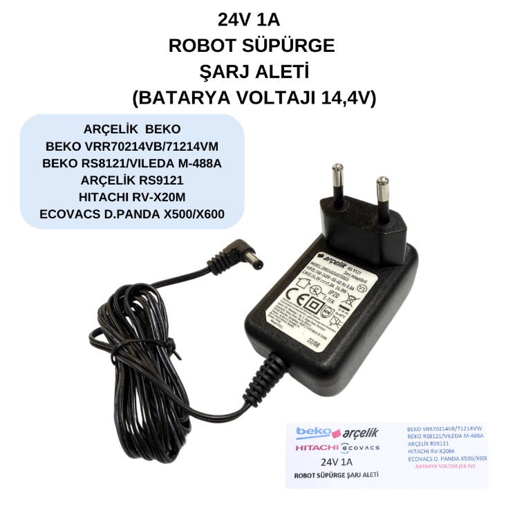 Swat ATZ442 24V 1A Arçelik Beko Hitachi Robot Süpürge Şarj Adaptörü