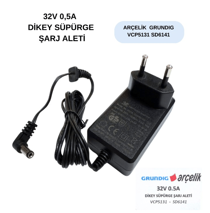 Swat ATZ443 32V 0.5A Arçelik Grundig Dikey Süpürge Şarj Adaptörü