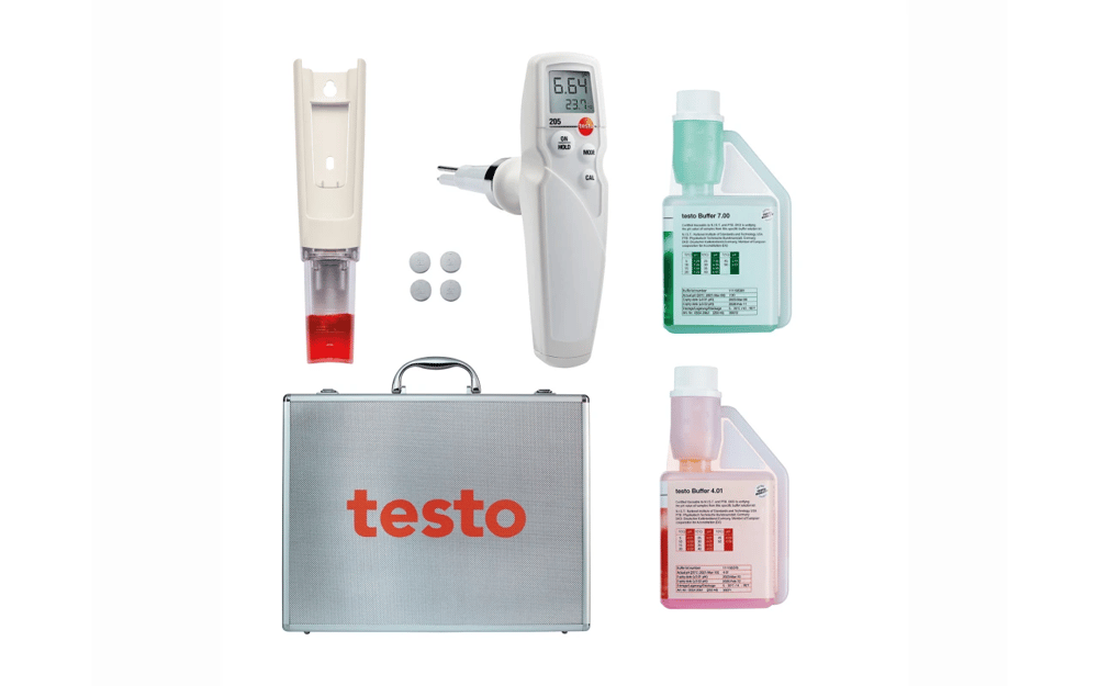 Testo 205 Başlangıç Seti – Yarı Katı Maddeler için pH/Sıcaklık Ölçüm Cihazı | 0563 2052 | pH Metre