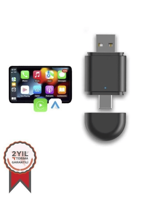 Torima TAB06 Mini 2in1 Kablosuz Carplay Usb ve Type-c Uyumlu Araç Multimedya Dönüştürücü Adaptörü