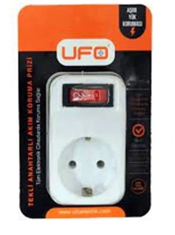 Ufo PR0030B Anahtarlı Akım Korumalı Priz Beyaz