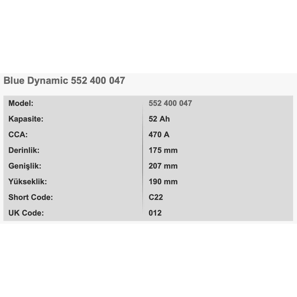 VARTA C22 BLUE DYNAMIC 12V 52AH AKU