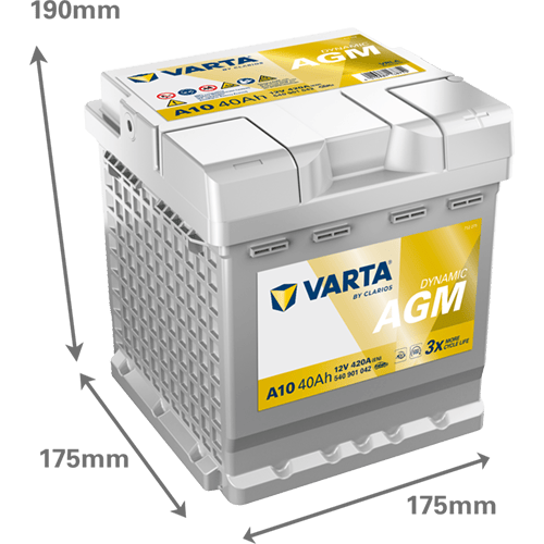 VARTA Dynamic AGM 12V 40Ah 420 CCA – Start-Stop ve xEV Uyumlu Akü