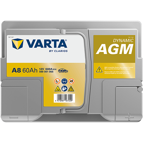 VARTA Dynamic AGM 12V 60Ah 680 CCA – Start-Stop ve xEV Uyumlu Akü