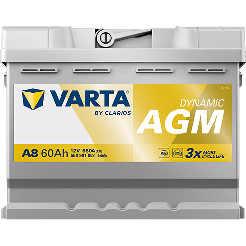 VARTA Dynamic AGM 12V 60Ah 680 CCA – Start-Stop ve xEV Uyumlu Akü