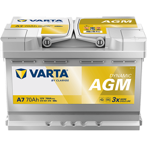 VARTA Dynamic AGM 12V 70Ah 760 CCA – Start-Stop ve xEV Uyumlu Akü