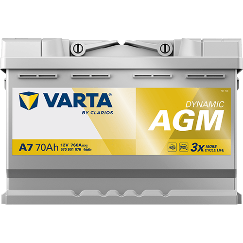 VARTA Dynamic AGM 12V 70Ah 760 CCA – Start-Stop ve xEV Uyumlu Akü