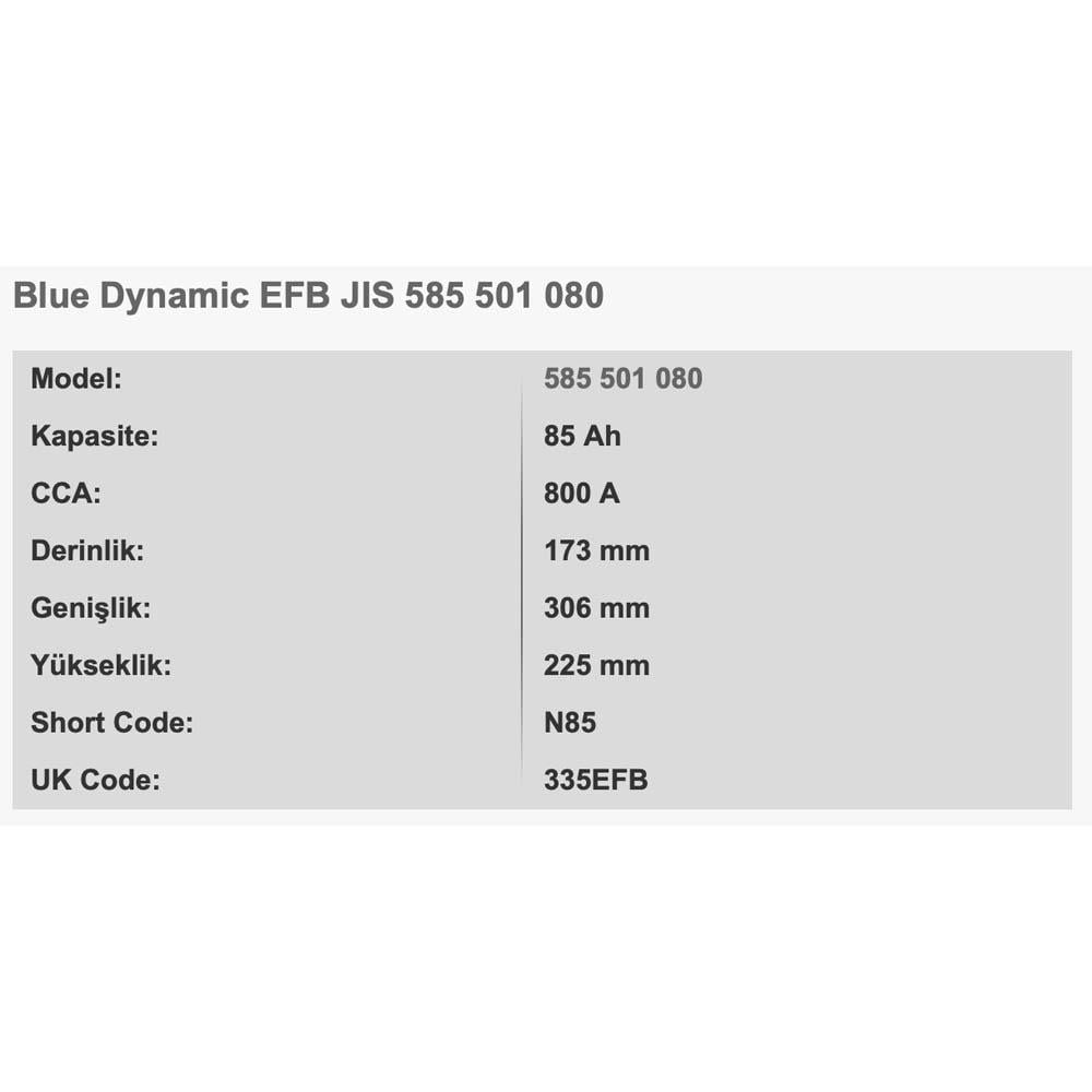 VARTA N85 BLUE DYNAMIC 12V 85AH EFB AKU
