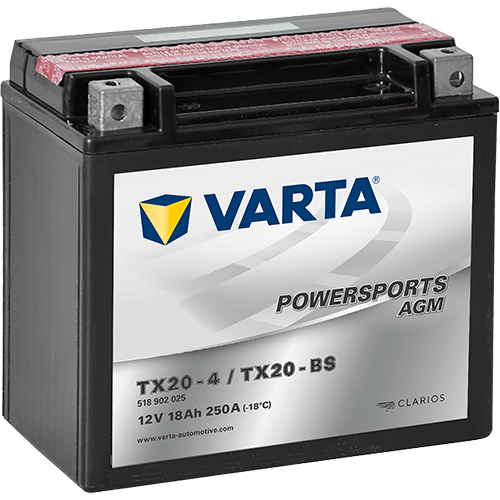 VARTA Powersports AGM 12V 18Ah 250A – TX20-BS (TX20-4) | Motosiklet & ATV Aküsü