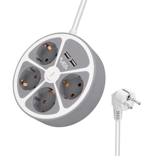 Vea VE-G604YU 4lü 2 USB’li Anahtarlı 1.5 Metre Grup Priz