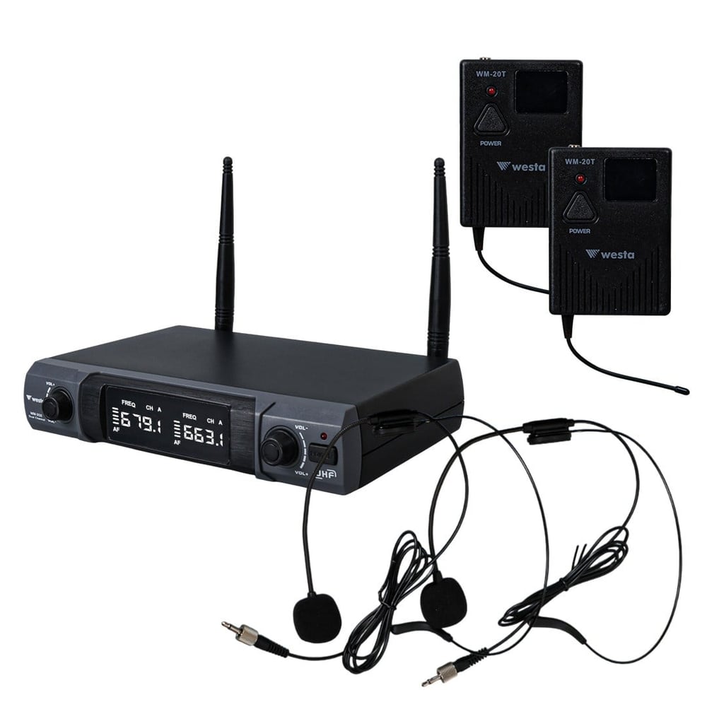 Westa WM-202T 1 Alıcı + 2 Yaka (Lavalier) Kablosuz Uhf Mikrofon Seti