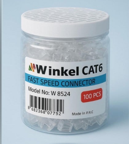 Winkel W-8524 RJ45 Cat6 Plug - 100 Lü Paket Halinde