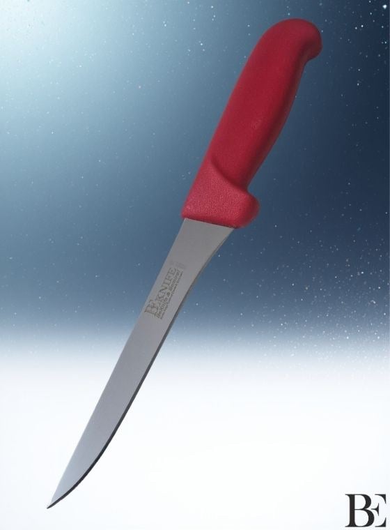 BeKnife Bemiral 15cm Düz Kemik Sıyırma Bıçağı 10351.15 Fibrox Kaymaz Saplı 16mm X 150mm X 2.5mm Kırmızı