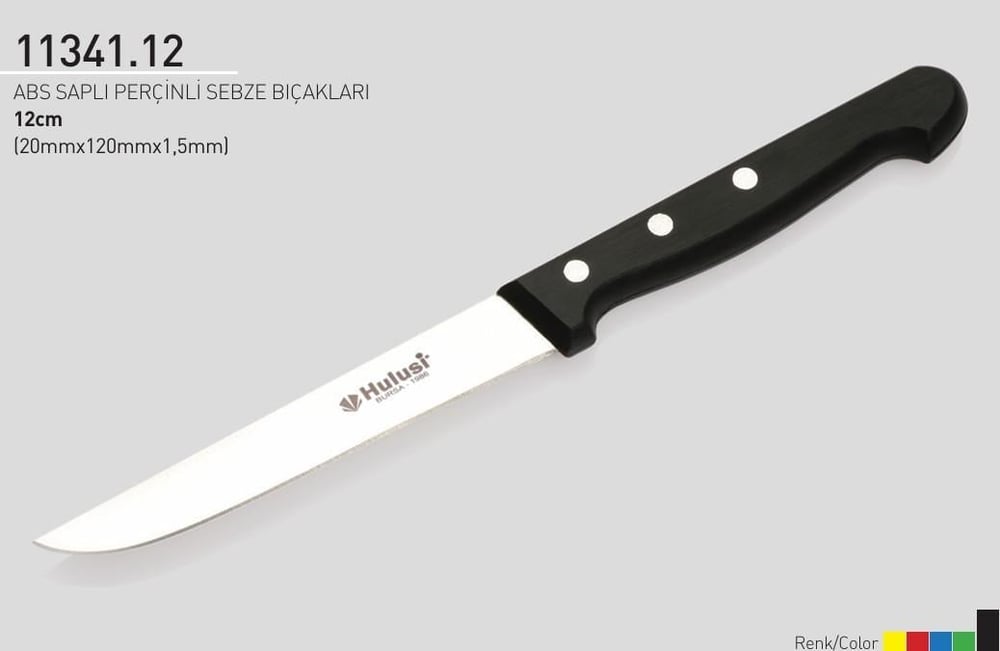Perçinli Sebze Bıçağı 12 cm Hulusi Bıçak ABS Saplı 20mm X 120mm X 1.5mm 11341.12