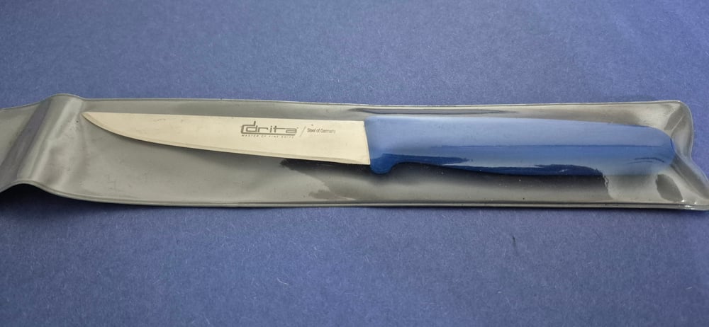 Sebze Bıçağı 12 cm Hulusi - Drita Bıçak Üstüne Dökme Moblen Saplı 20mm X 120mm X 1.5mm 11361.12 (MAVİ RENK)