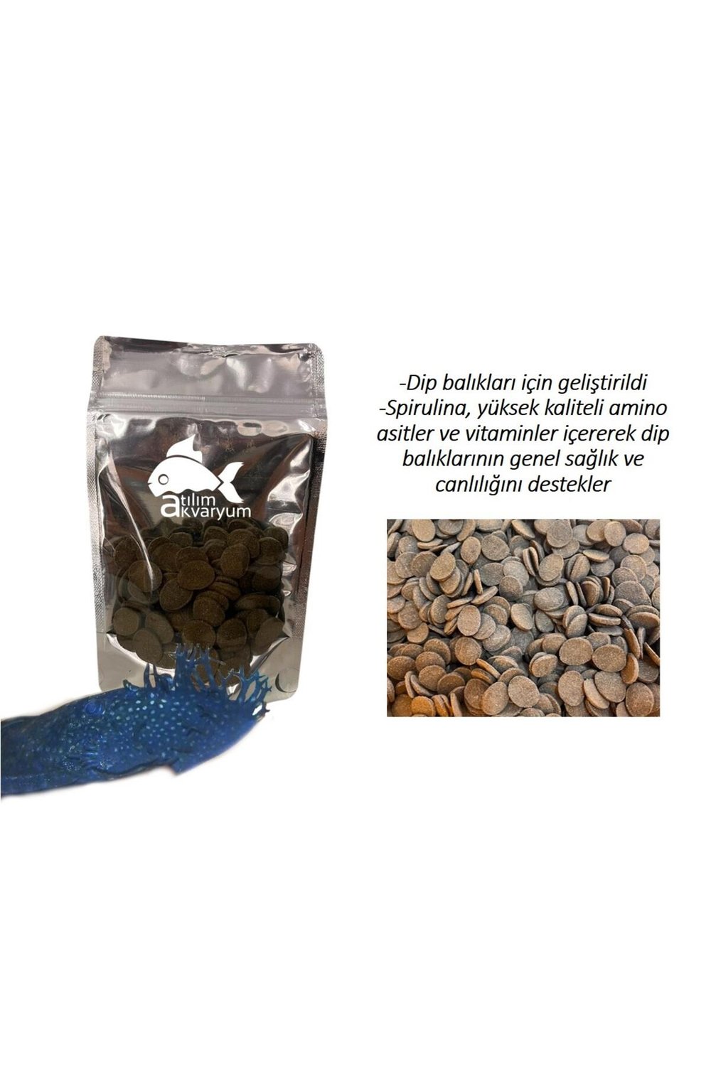 Dip Balıkları İçin Çöpçü Vatoz Balığı Yemi Spirulina Tablet 100 Gram