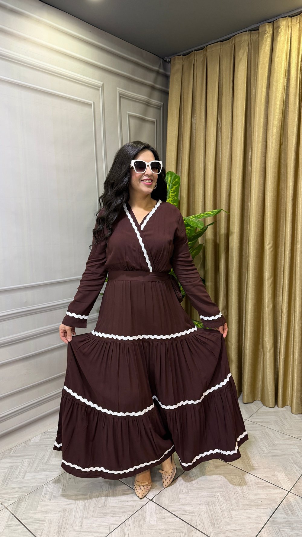 DAILY ELEGANCE MAXI ELBİSE KAHVERENGİ