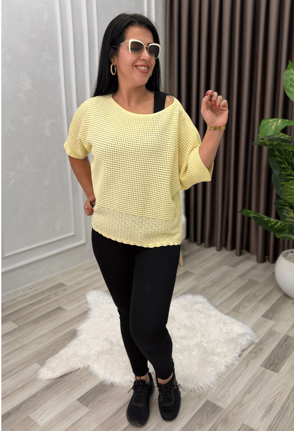 DORA AJURLU TRİKO BLUZ SARI
