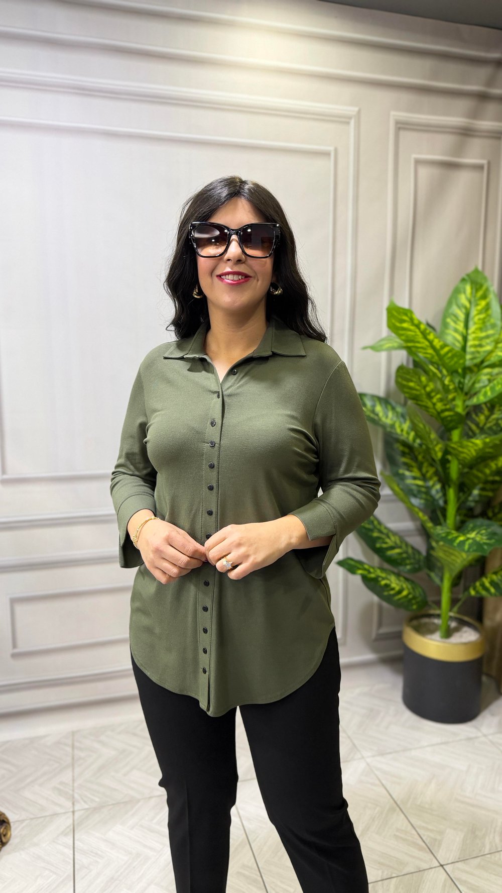 ELINA COMFORT GÖMLEK BLUZ HAKİ YEŞİLİ
