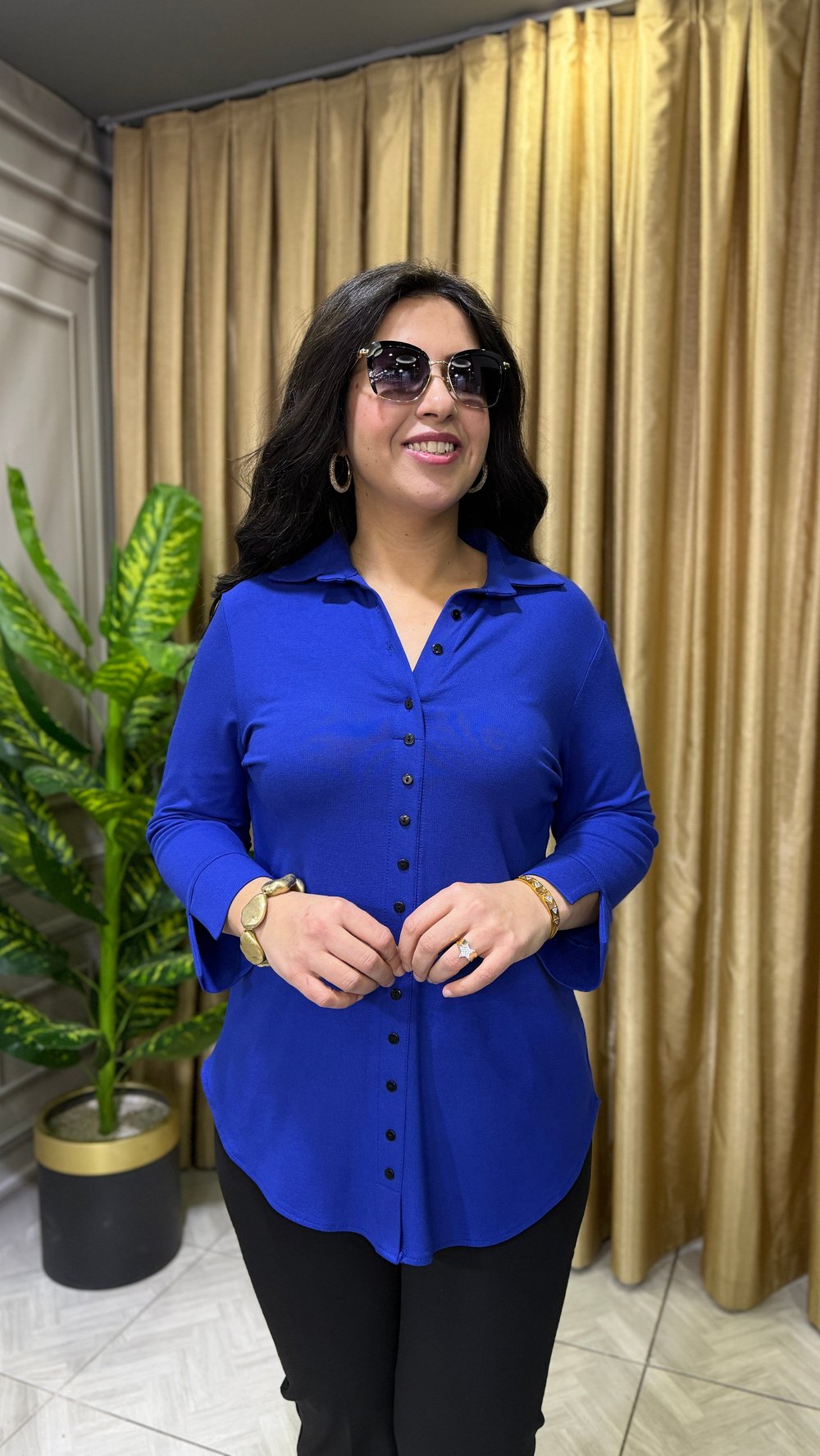 ELINA COMFORT GÖMLEK BLUZ SAKS MAVİ