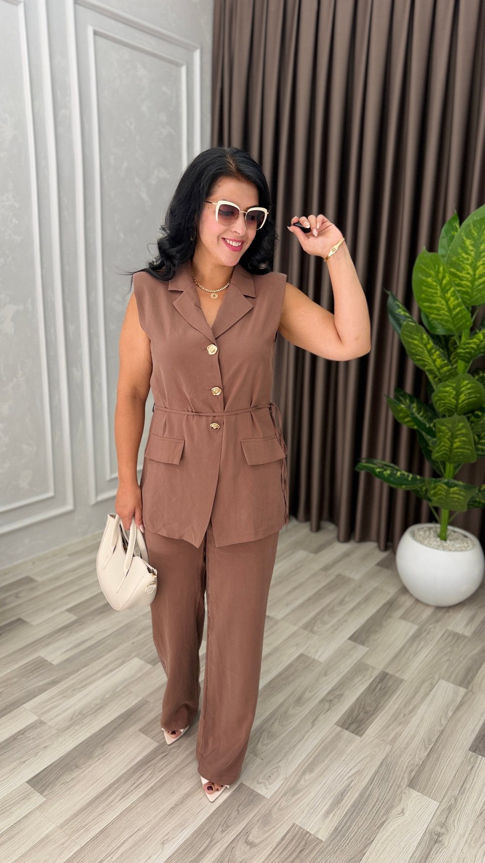LINA SOFT TENSEL TAKIM KAHVERENGİ