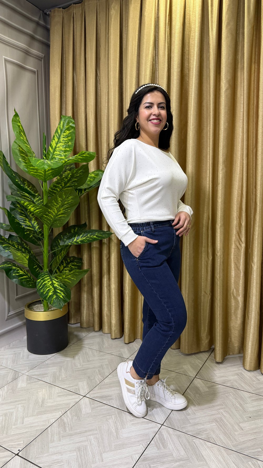 LUNA SHINE PAÇA TAŞ DETAYLI JEAN LACİVERT