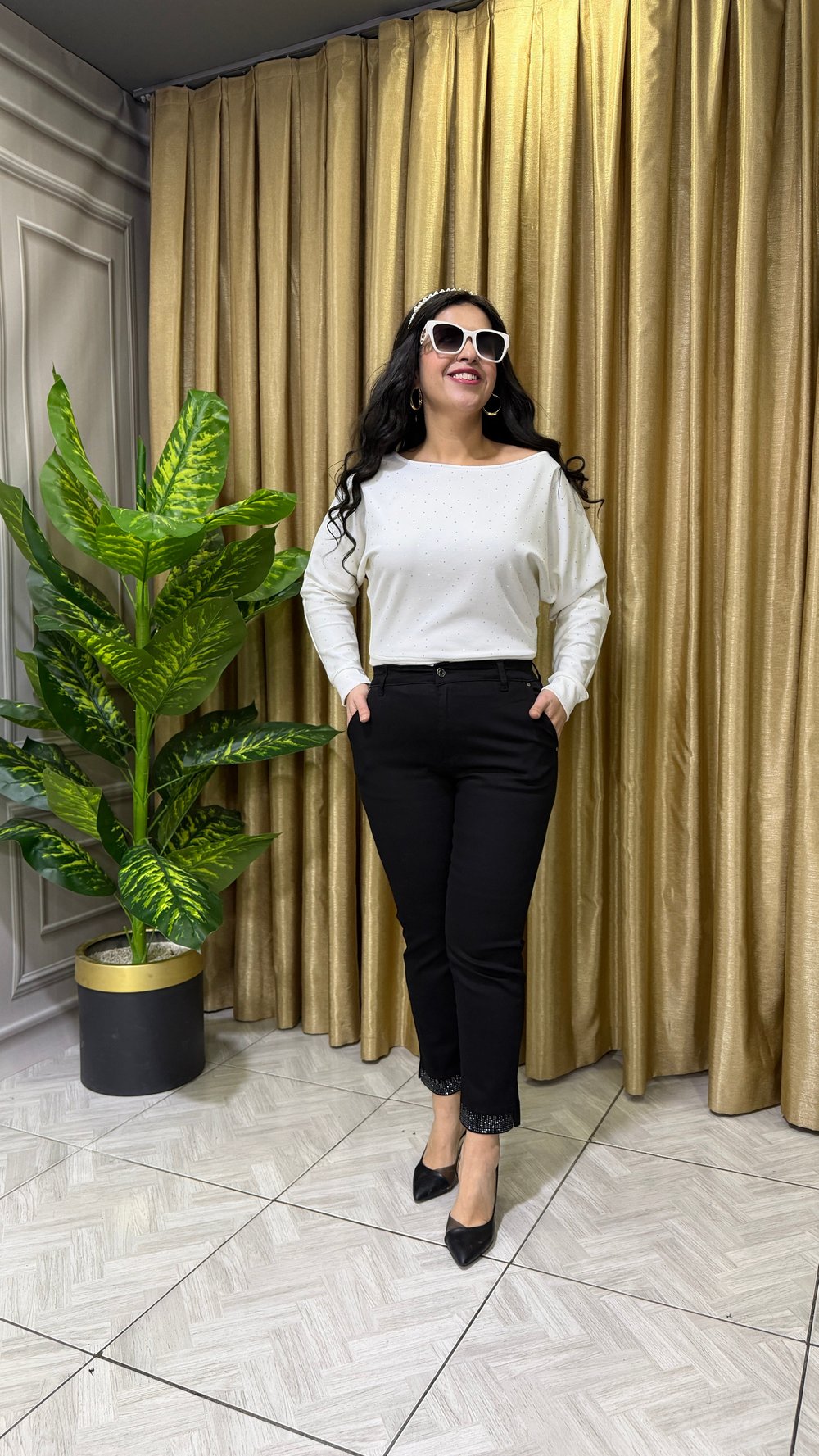 LUNA SHINE PAÇA TAŞ DETAYLI JEAN SİYAH