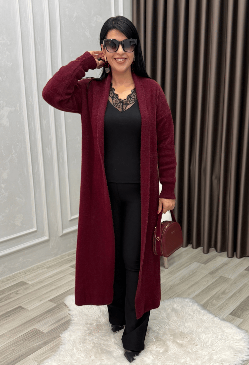 Maison Angora Hırka Bordo