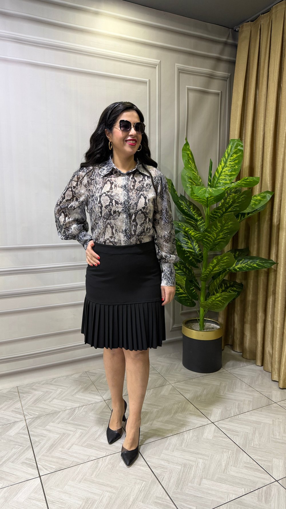 NILDA PİLELİ ETEK SİYAH