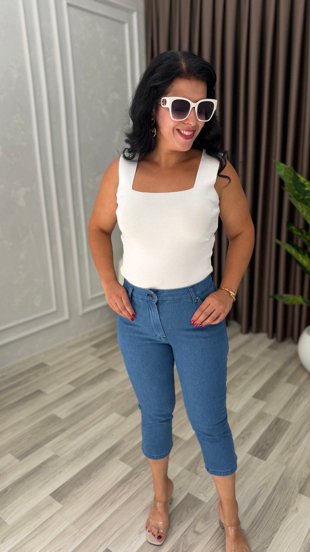 PURE COMFORT PREMIUM DENIM KAPRİ PANTOLON ORTA MAVİ