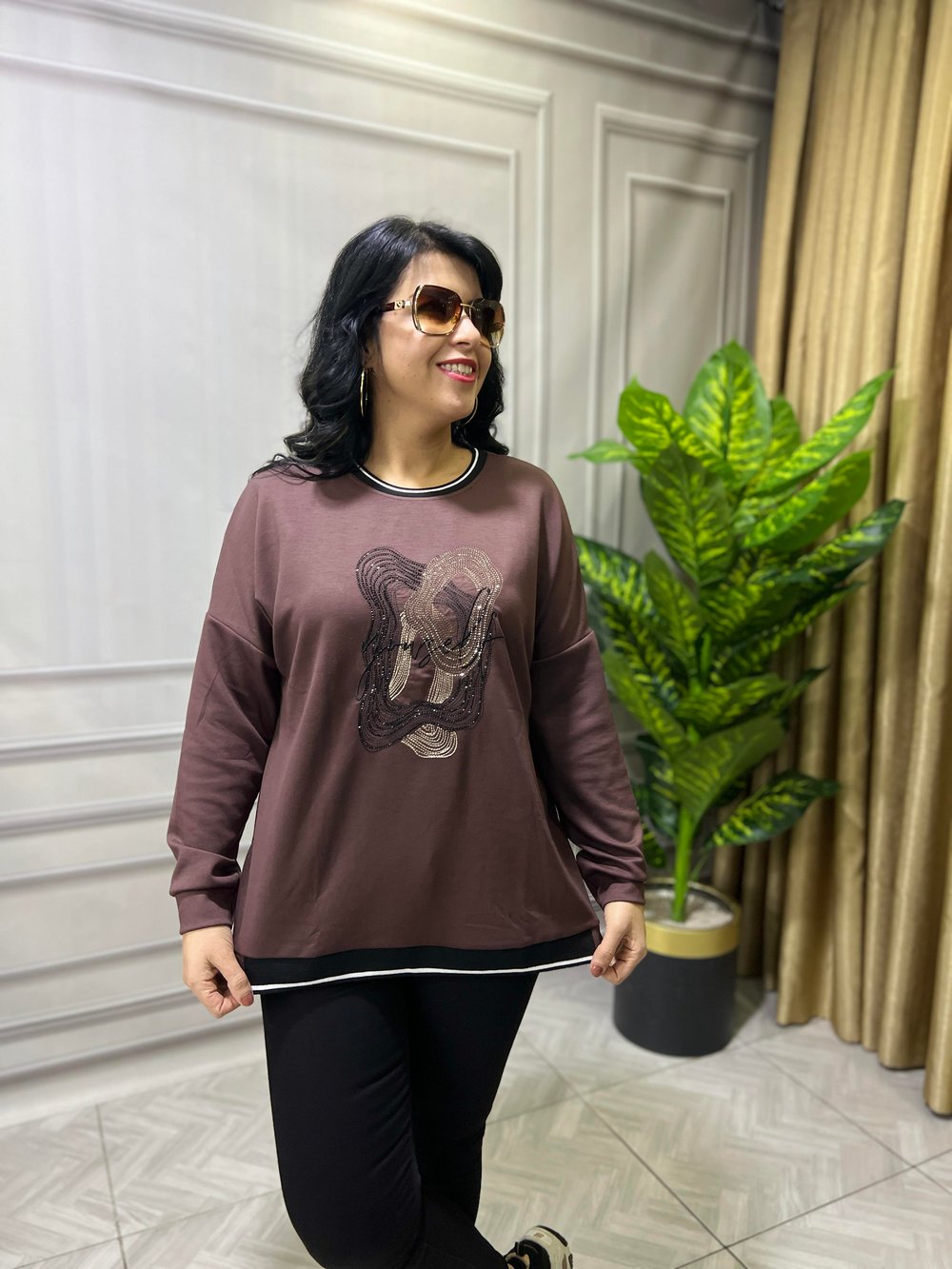PURE MODAL TASARIM SWEAT KAHVERENGİ