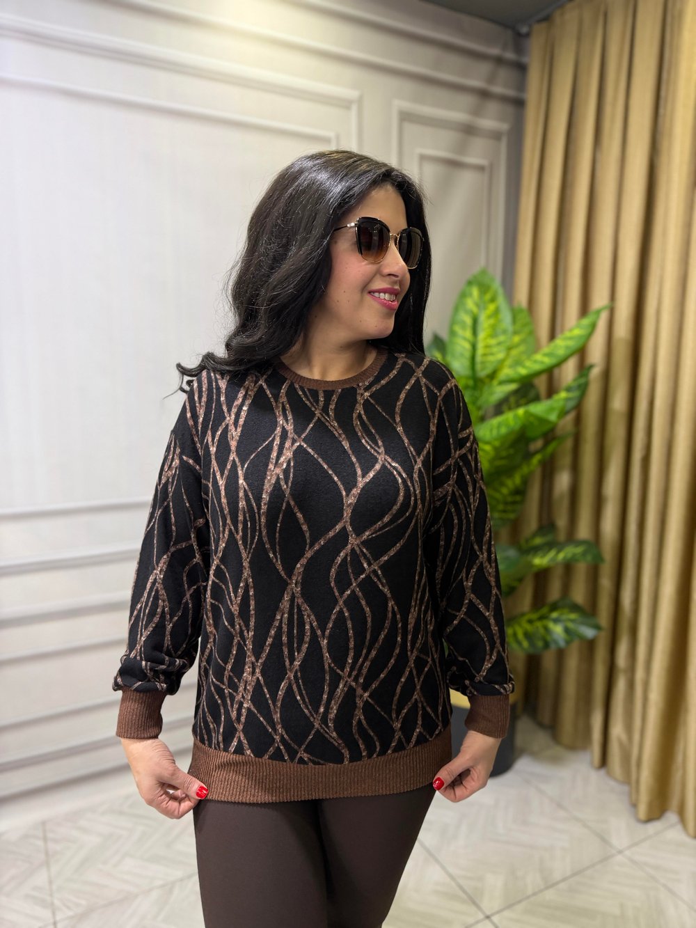 ROYAL SHINE SİHİRLİ ZİNCİR DESEN YUMOŞ SWEAT SİYAH
