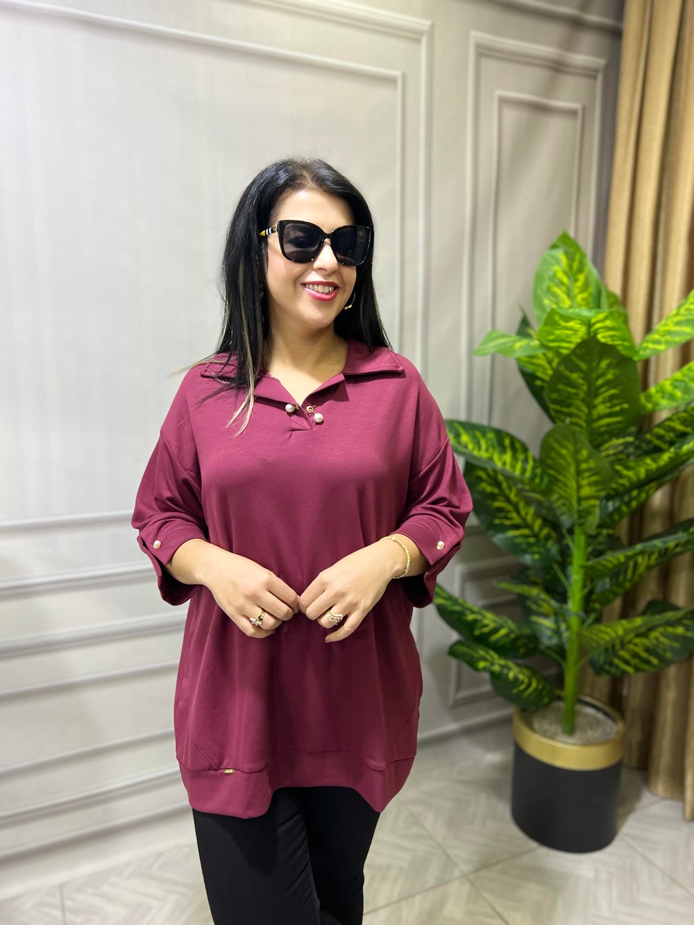 SOFT TOUCH POLO YAKA BLUZ BORDO