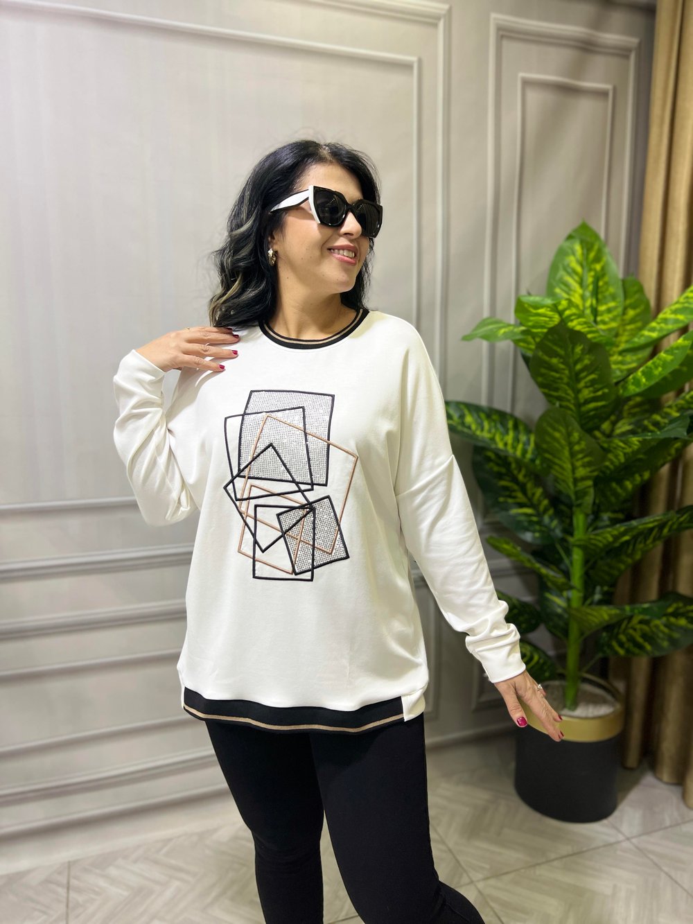 SQUARE GLOW SWEAT BEYAZ