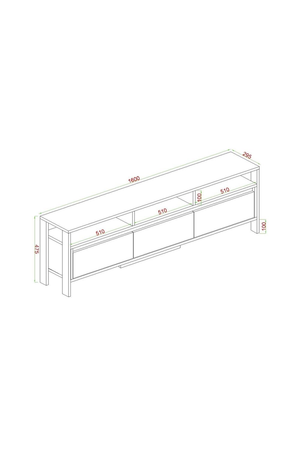 Atlas 3 Kapaklı Tv Ünitesi 160 cm - Antrasit & Sis Gri