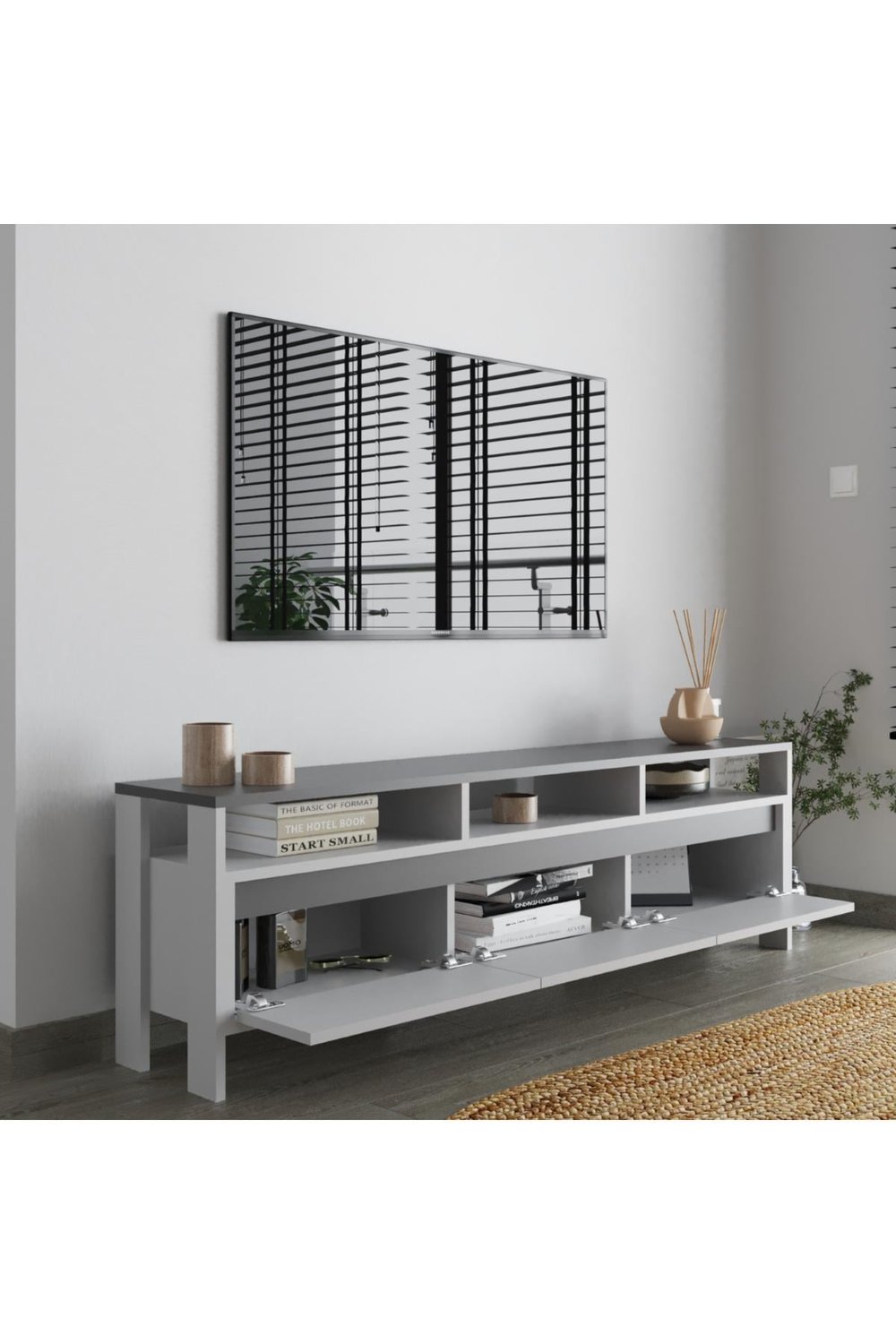 Atlas 3 Kapaklı Tv Ünitesi 160 cm - Antrasit & Sis Gri