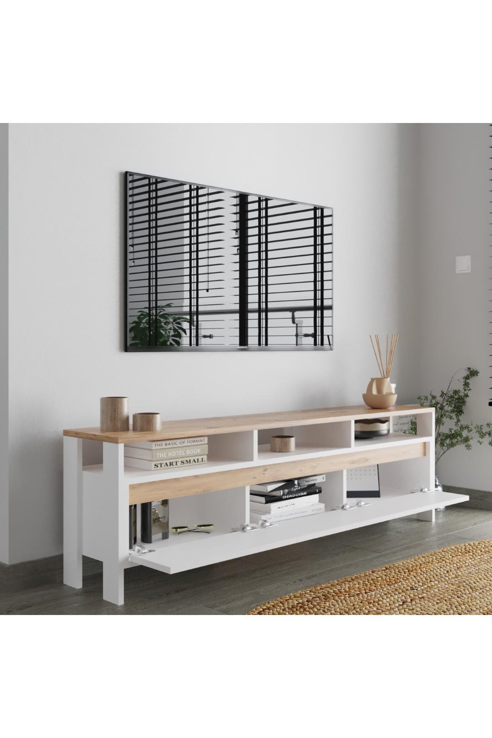 Atlas 3 Kapaklı Tv Ünitesi 160 cm - Atlantik Çam & Beyaz