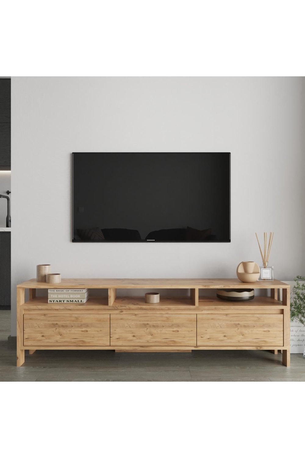 Atlas 3 Kapaklı Tv Ünitesi 160 cm - Atlantik Çam