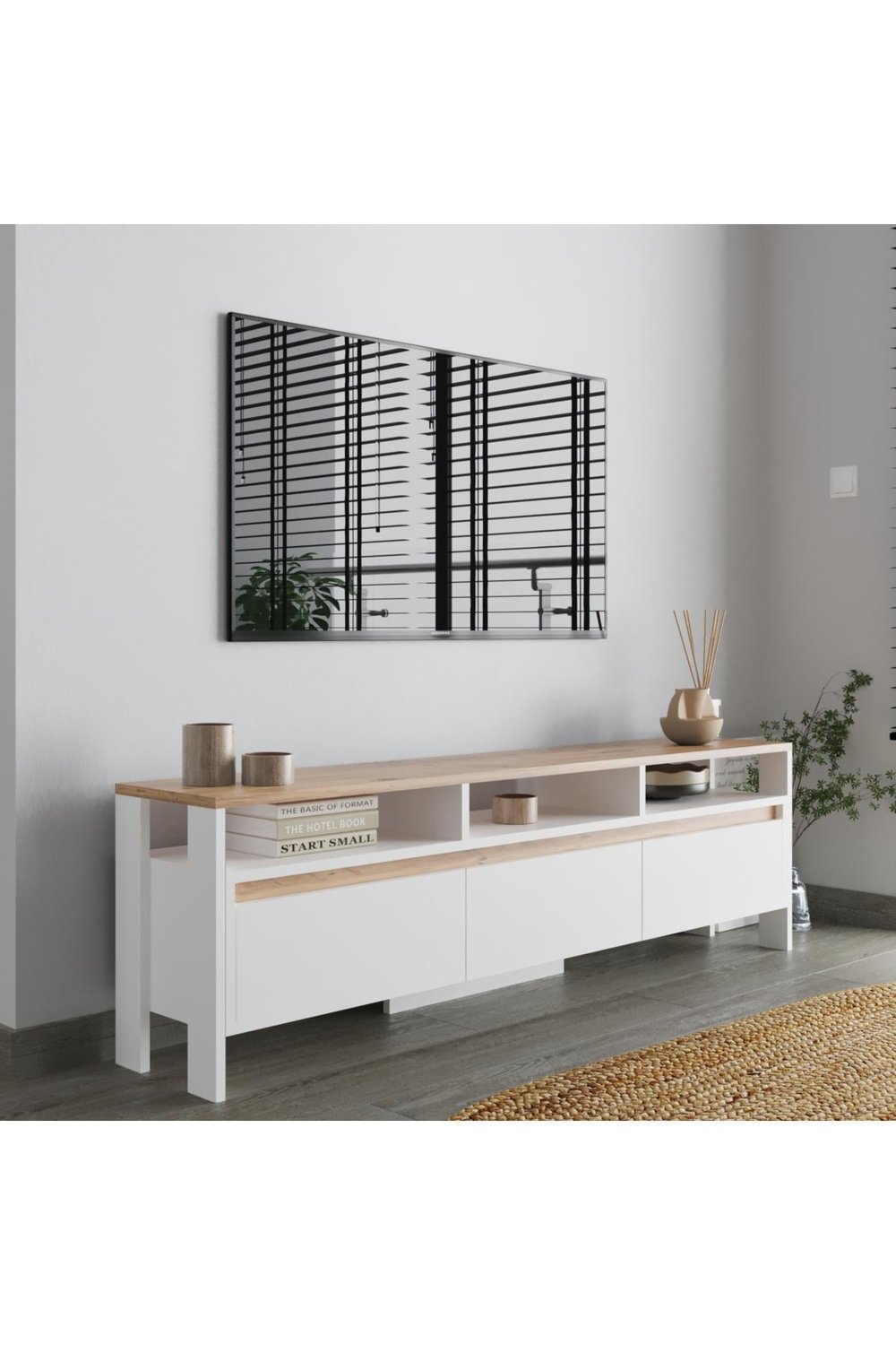 Atlas 3 Kapaklı Tv Ünitesi 160 cm - Atlantik Çam & Beyaz