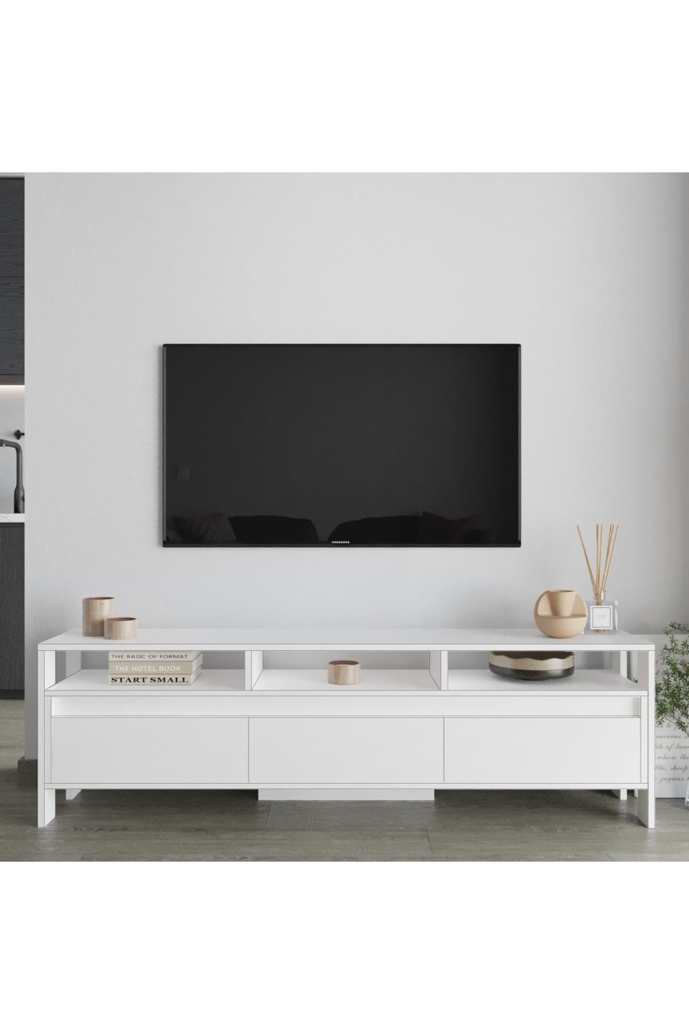 Atlas 3 Kapaklı Tv Ünitesi 160 cm - Beyaz