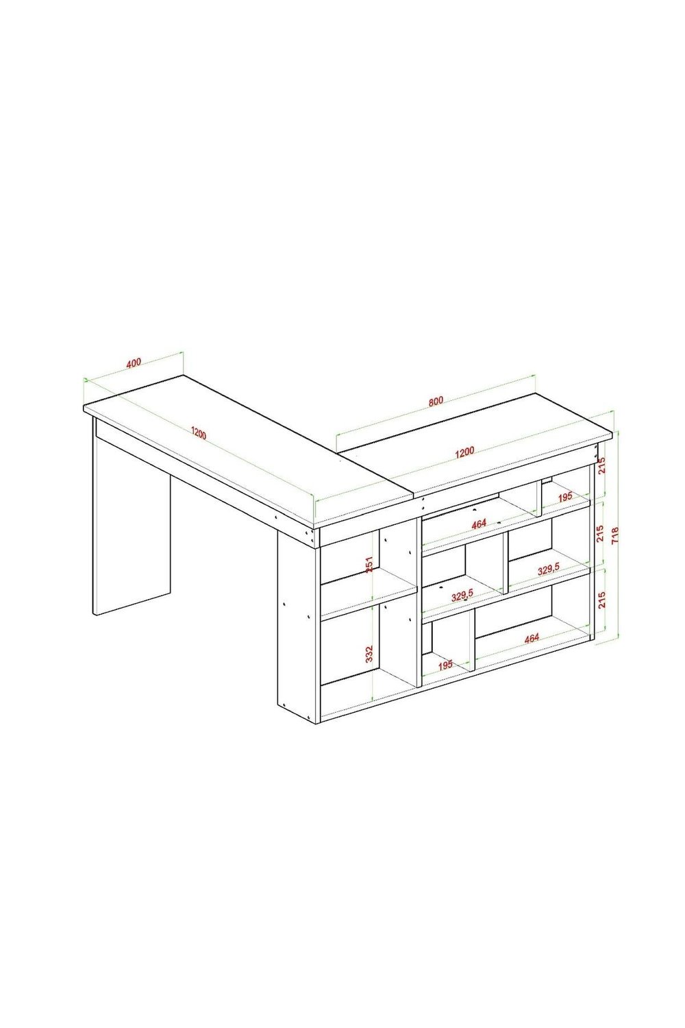 Pera Raflı Çalışma Masası - Atlantik Çam & Beyaz