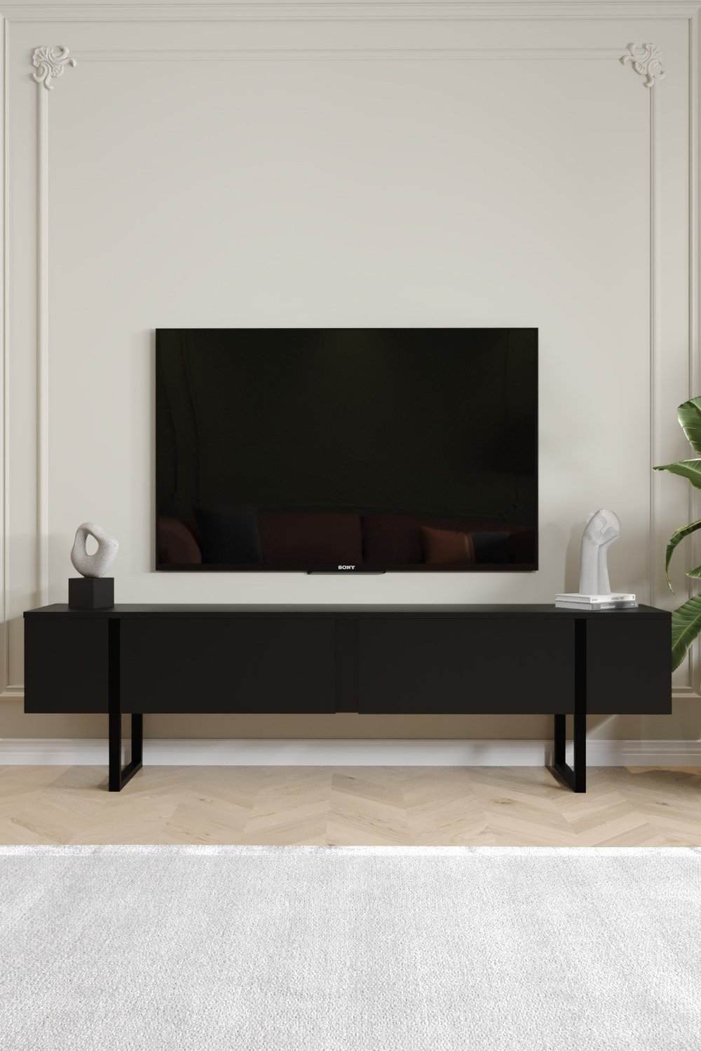 Serenity Metal Ayaklı Tv Ünitesi 180 cm - Siyah