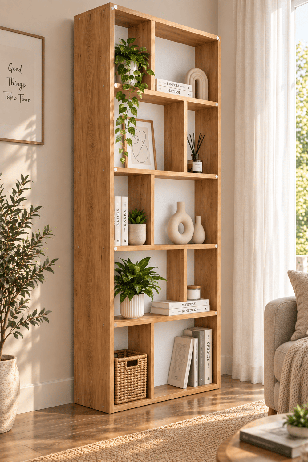 Simge 10 Bölmeli Çok Amaçlı Raflı Kitaplık -  Atlantik Çam