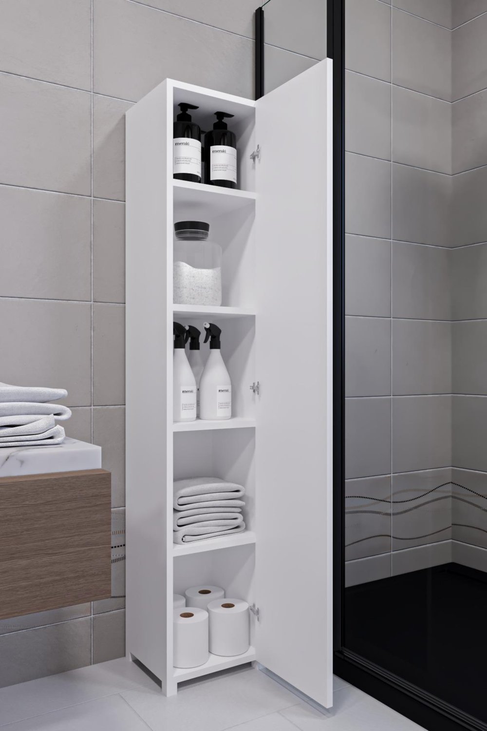 Tek Kapaklı Winter Boy Dolabı Çok Amaçlı Dolap Killer Dolabı Banyo Dolabı & Mutfak Dolabı - Beyaz
